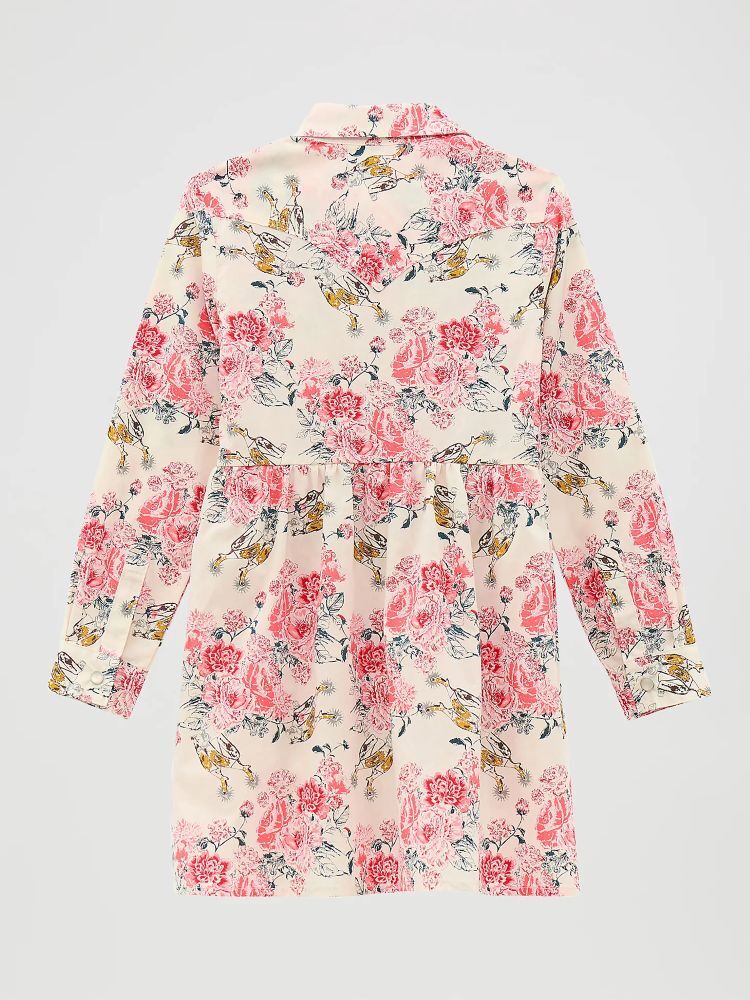 Wrangler Girl's Long Sleeve Printed Western Snap Dress
