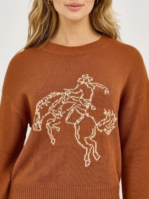 Wrangler Women's Horse Intarsia Crew Neck Sweater