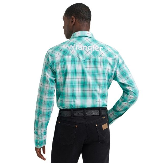 Wrangler Men's Long Sleeve Logo Snap Shirt