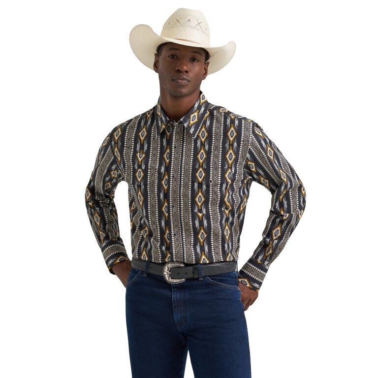 Wrangler Men's Classic Fit Checotah Dress Western Long Sleeve Shirt