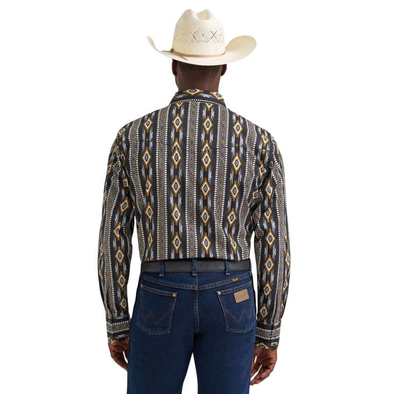 Wrangler Men's Classic Fit Checotah Dress Western Long Sleeve Shirt