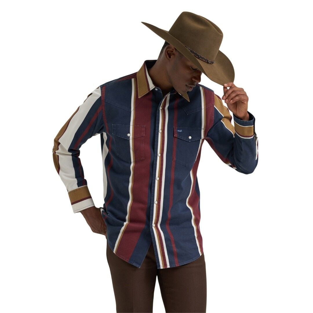 Wrangler Men's Vintage Inspired Brushpopper Classic Fit Long Sleeve Shirt