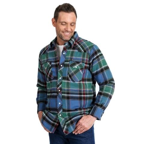 Wrangler Men's Long Sleeve Flannel Plaid With Quilted Lining