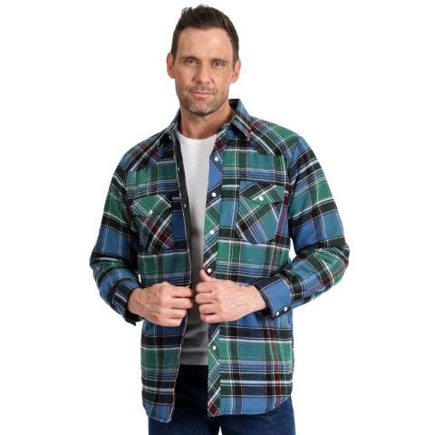 Wrangler Men's Long Sleeve Flannel Plaid With Quilted Lining