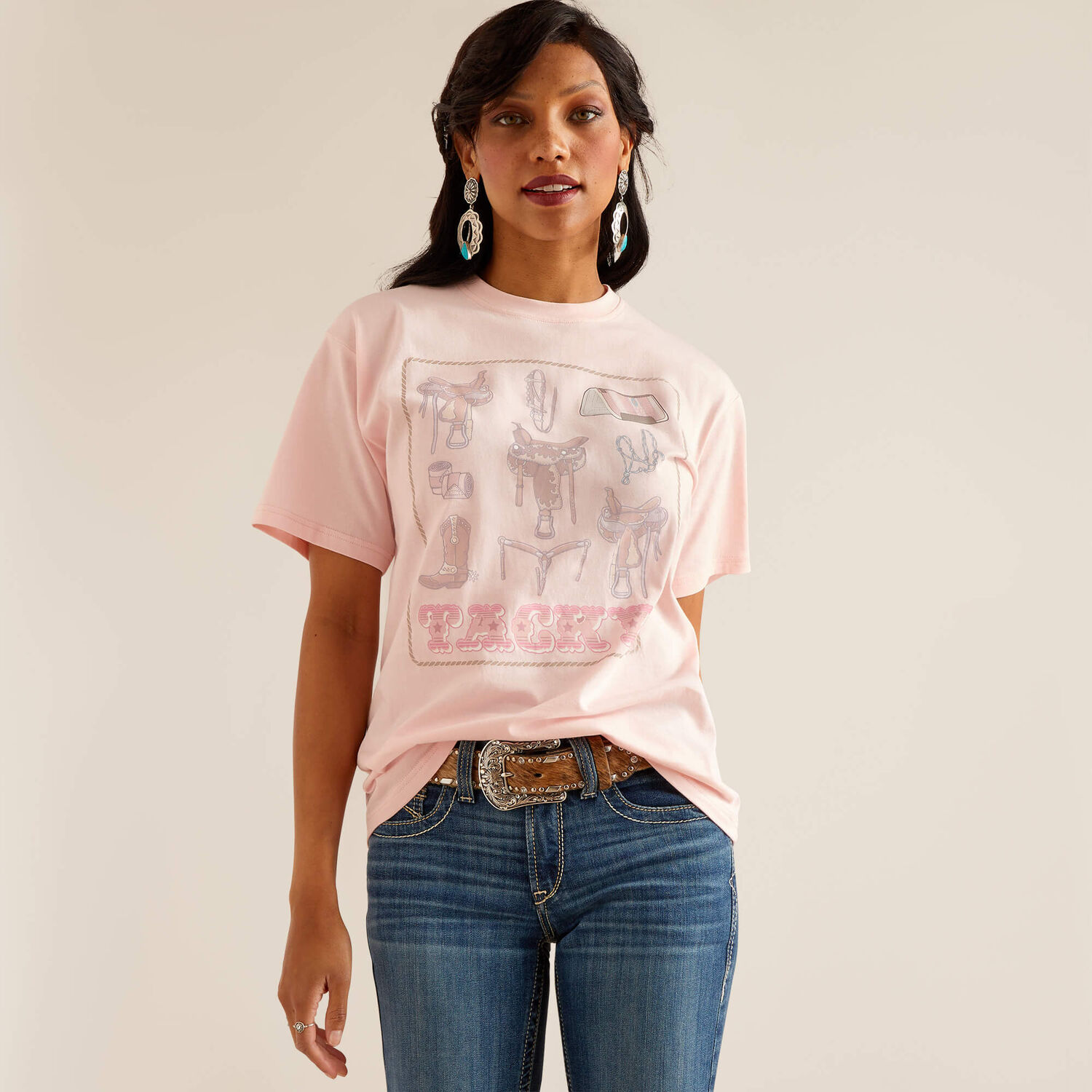 売れ筋商品|||アリアト カットソー トップス レディース Tacky T-Shirt - Women's Blushing Rose ARIAT Women's Tacky T-Shirt, Blushing Rose, Medium at Amazon
