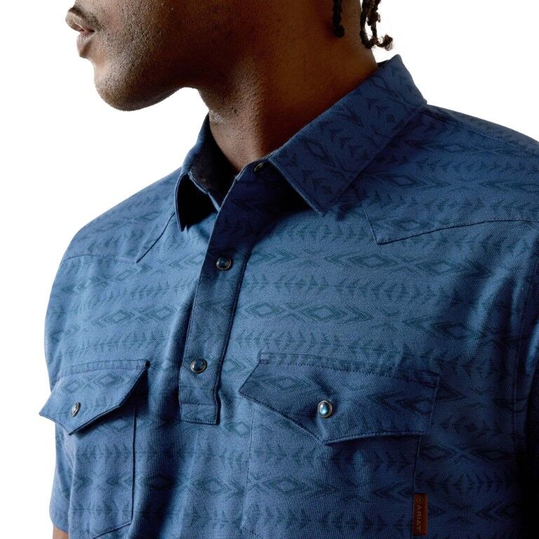 Ariat Men's Fitted Retro Western Snap Polo