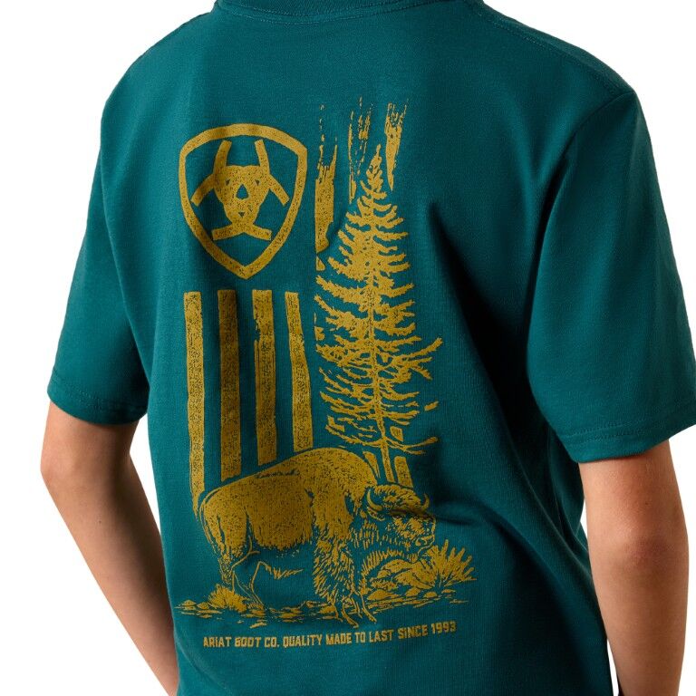 Ariat Boy's Bison Wander Flag T-Shirt