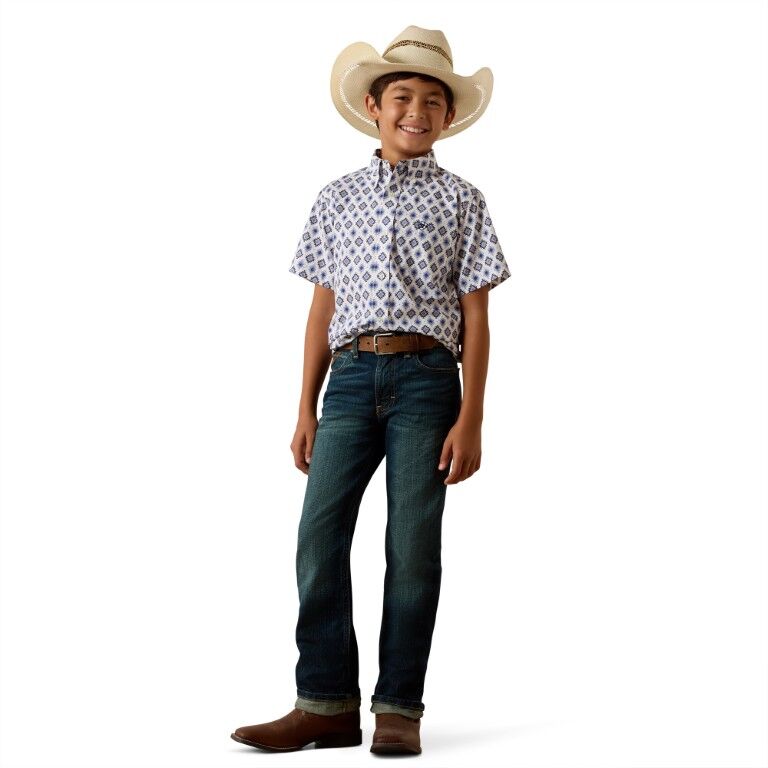 Ariat Boy's Crimson Travelers Baxter Classic Short Sleeve Shirt