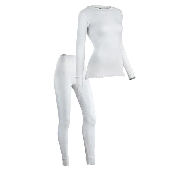 Indera Mills Women's Traditional Waffle Top And Botton Set in White