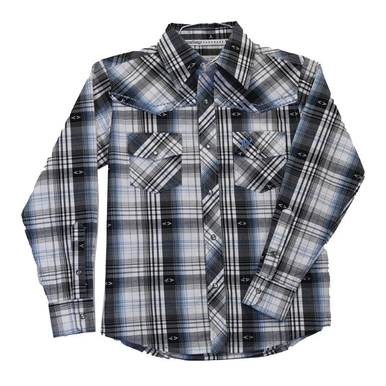 Cowboy Hardware Boy's Long Sleeve Plaid Snap Shirt