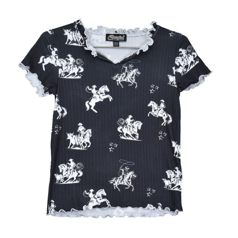 Cowboy Hardware Girl's Desert Bronco Short Flutter Sleeve Top