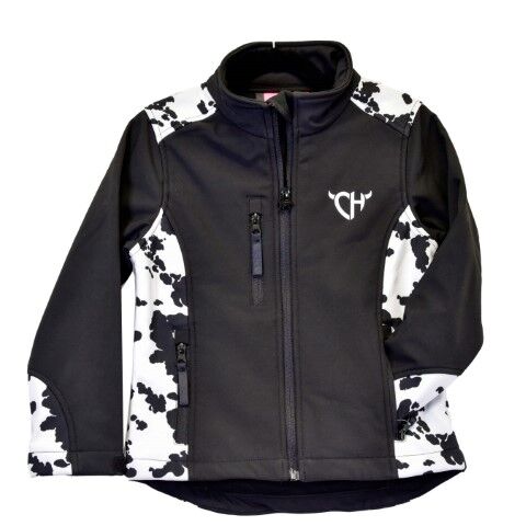 Cowgirl Hardware Girl's Cow Print Accent Poly Shell Jacket in
