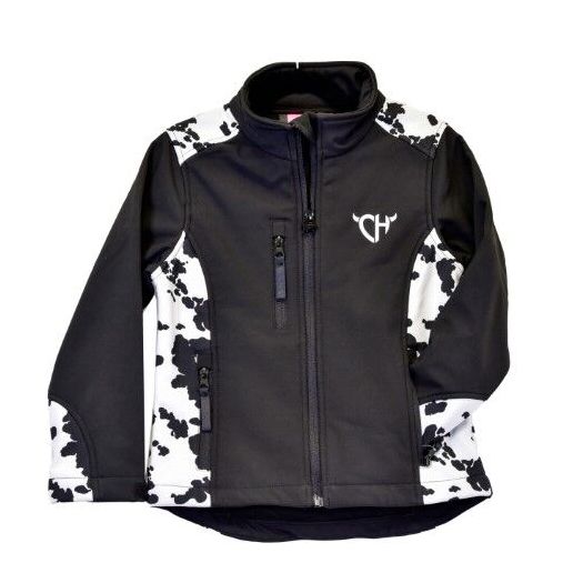 Cowgirl Hardware Girl's Cow Print Accent Poly Shell Jacket in