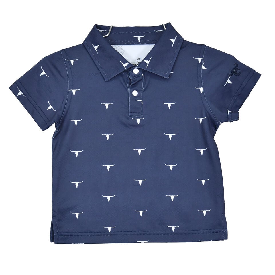 Cowboy Hardware Boy's Skull Pattern Golf Knit Short Sleeve Shirt