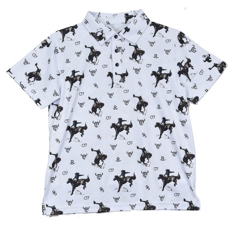 Cowboy Hardware Boy's Vintage Bronco Print Golf Knit Short Sleeve Shirt
