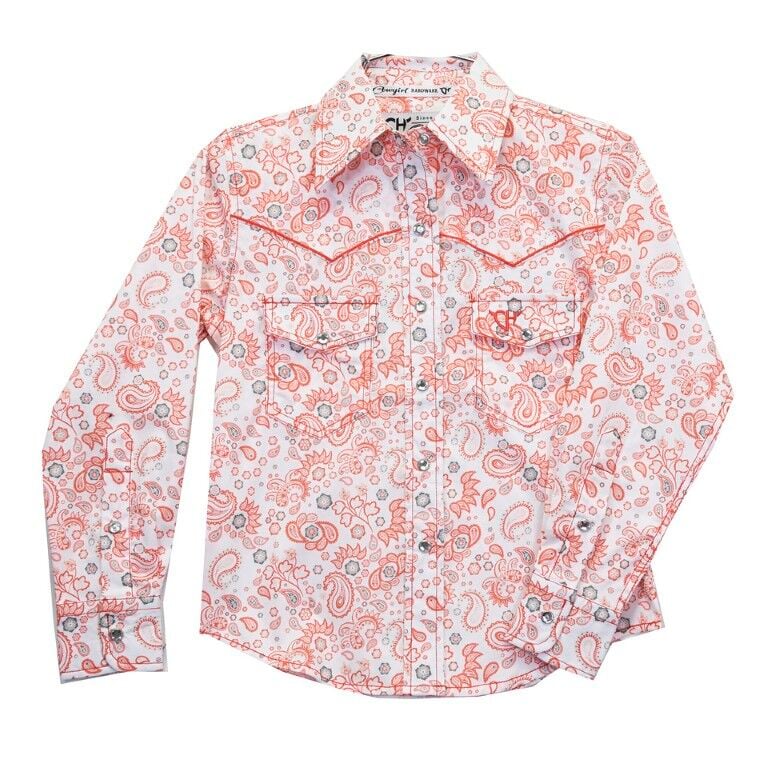 Cowboy Hardware Toddler Girl's Paisley Print Long Sleeve Shirt
