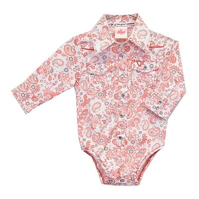 Cowboy Hardware Girl's Fun Paisley Long Sleeve Romper/Western Shirt