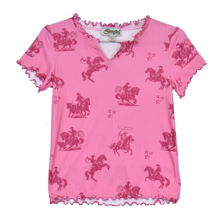 Cowboy Hardware Girl's Desert Bronco Short Flutter Sleeve Top