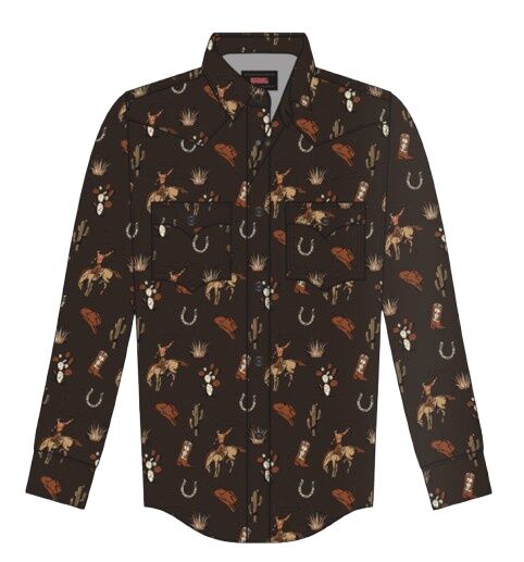 Rock & Roll Denim Boy's Novelty Print Long Sleeve Snap Shirt
