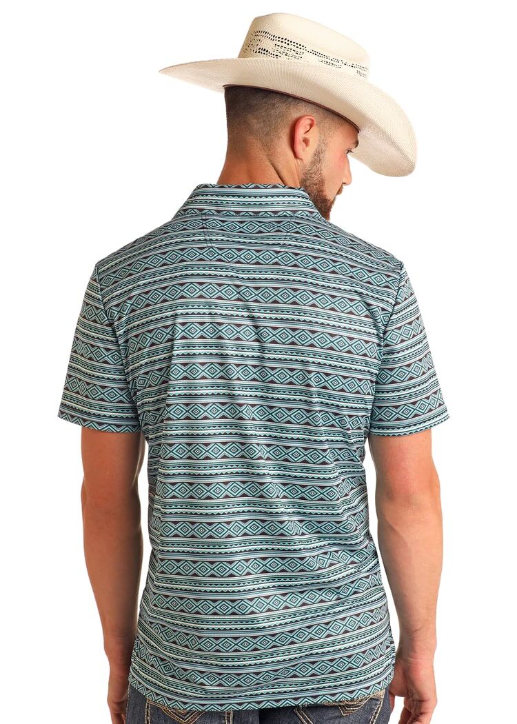 Rock & Roll Denim Men's Striped Aztec Polo