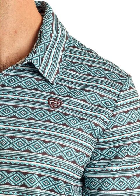 Rock & Roll Denim Men's Striped Aztec Polo