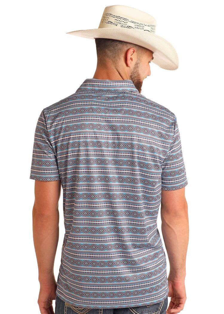 Rock & Roll Denim Men's Striped Aztec Polo