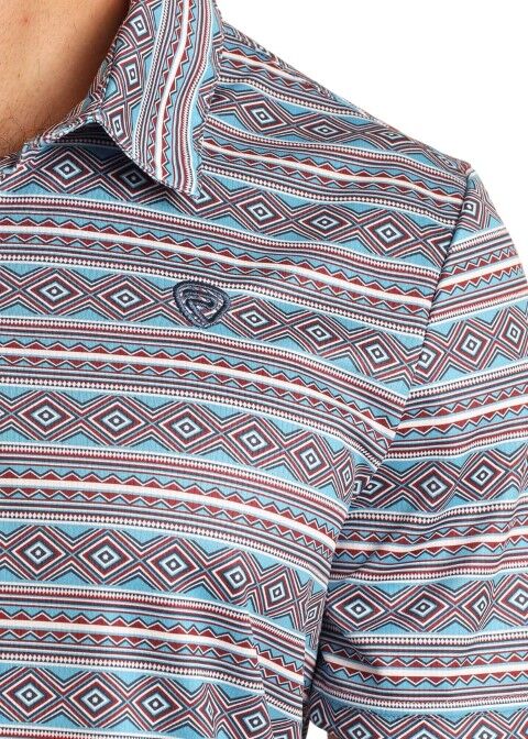 Rock & Roll Denim Men's Striped Aztec Polo