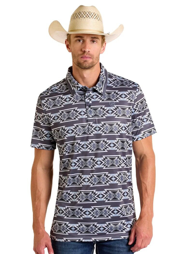 【Raucohouse】Moab over stripe collar T-shirt Men's Slim Fit Black Striped Aztec Long Sleeve Snap Shirt