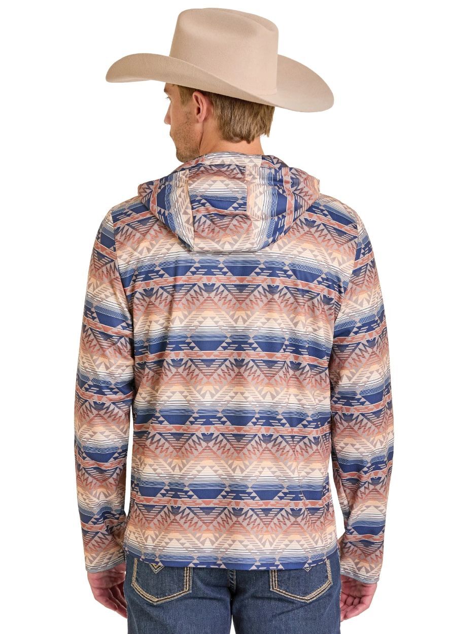 Rock & Roll Denim Aztec Stripe Performance Hoodie