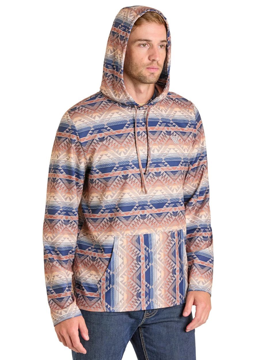 Rock & Roll Denim Aztec Stripe Performance Hoodie
