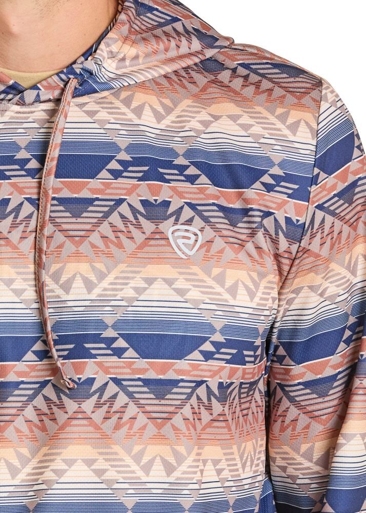 Rock & Roll Denim Aztec Stripe Performance Hoodie