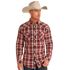Rock & Roll Denim Men's Slim Fit Crinkle Wash Plaid Long Sleeve Snap Shirt