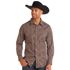 Rock & Roll Denim Men's Slim Fit Paisley Print Long Sleeve Snap Shirt in Brown