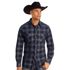 Rock & Roll Denim Men's Slim Fit Plaid Corduroy Long Sleeve Snap Shirt in Blue