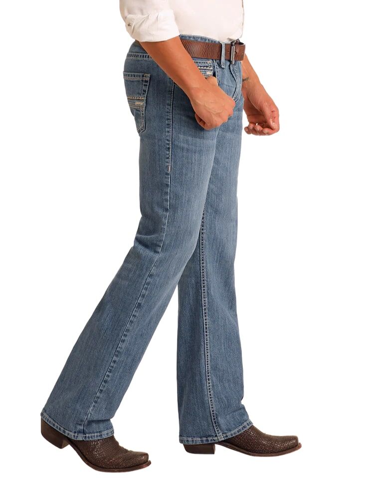 Rock & Roll Denim Men's Regular Fit Two-Tone Stackable Bootcut Jean
