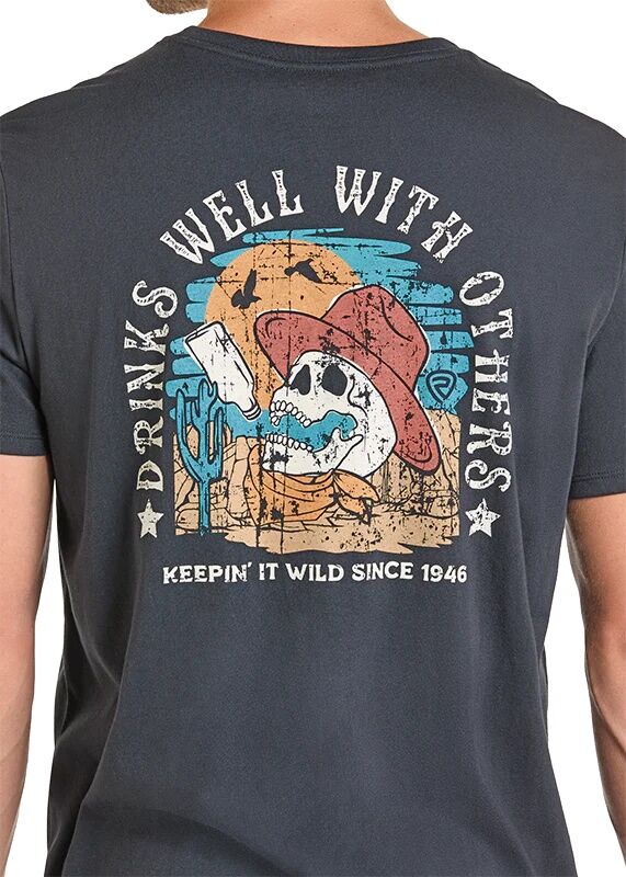 Rock & Roll Denim Men's Drinking Buddies Skull Graphic T-Shirt