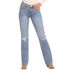 Rock & Roll Denim Women's High Rise Distressed Bootcut Jeans in Medium Wash