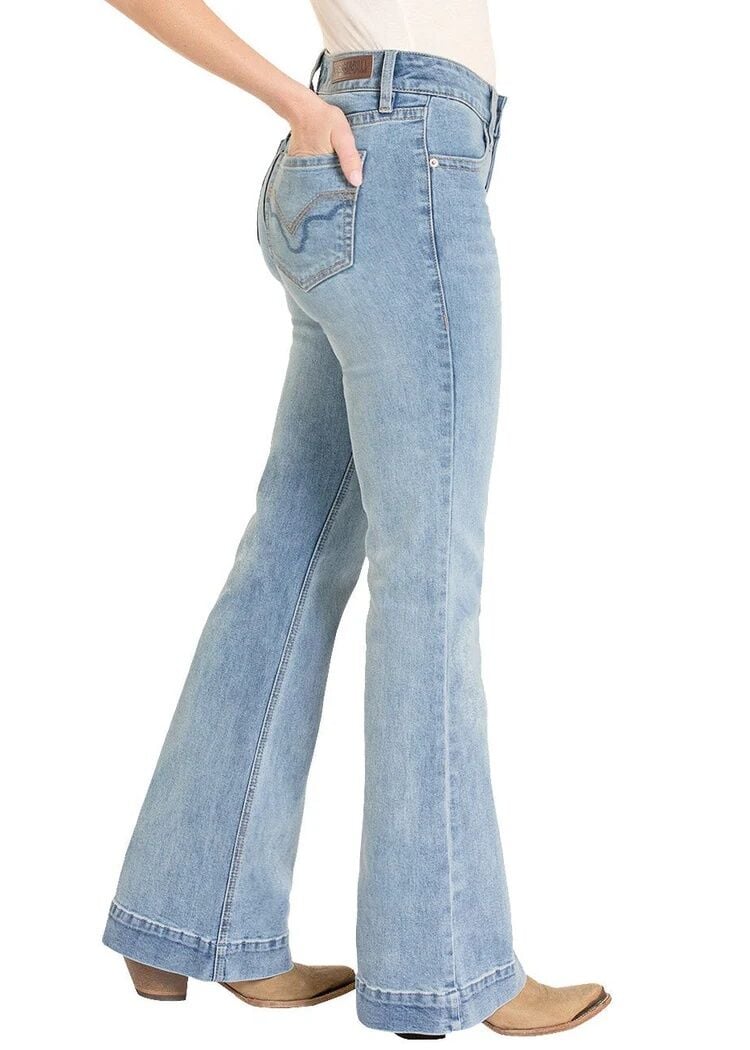 Rock & Roll Denim Women's Mid Rise Classic Pocket Light Denim Trouser