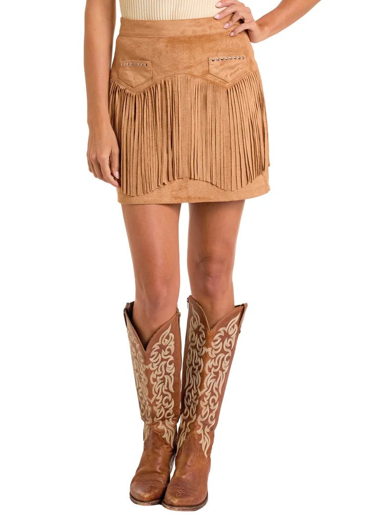 Rock & Roll Denim Women's Microsuede Fringe Skirt