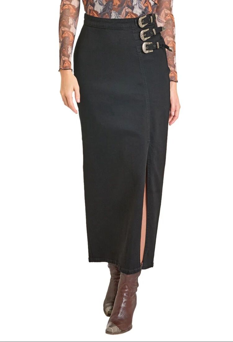 Rock & Roll Denim Women's Buckle Denim Maxi Skirt