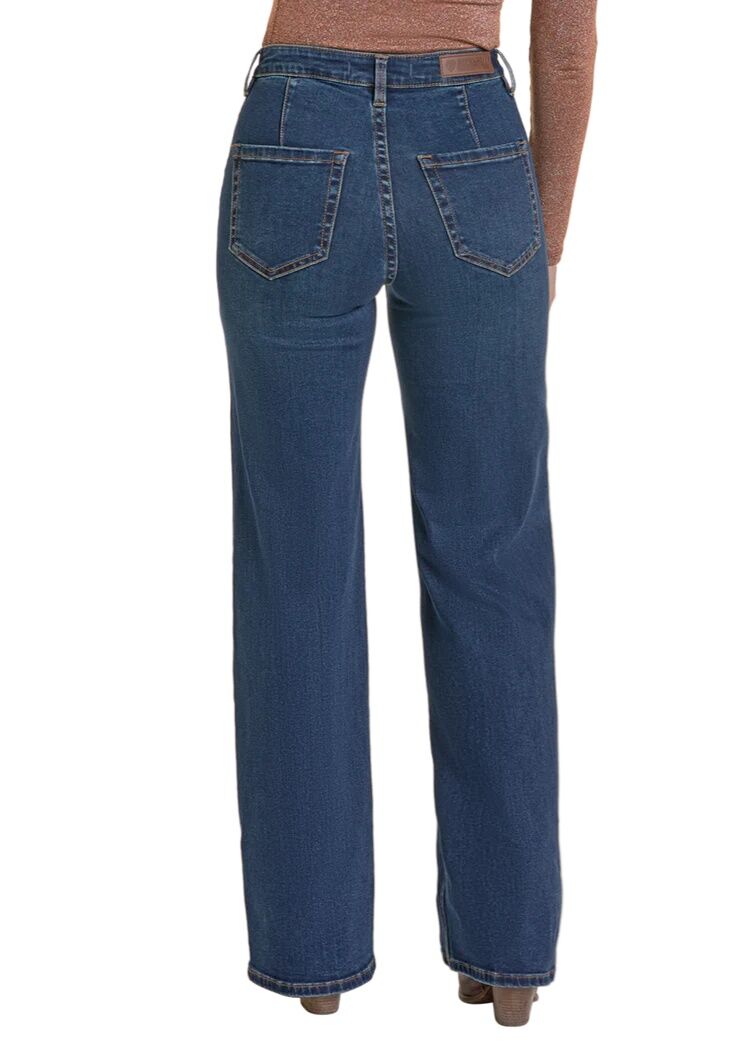 Rock & Roll Denim Women's High Rise Front Pocket Flare Jeans
