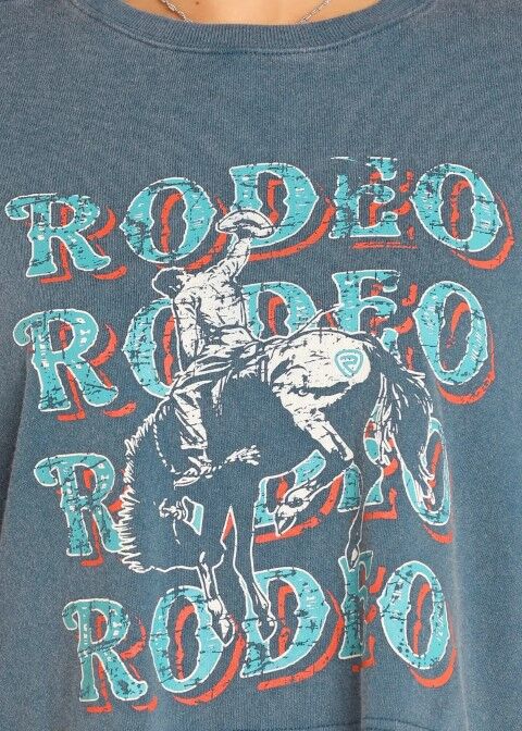 Rock & Roll Denim Women's Rodeo Boxy Fringe Pullover