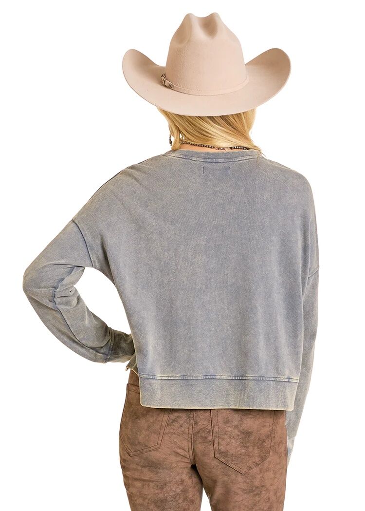 Rock & Roll Denim Women's Rodeo Graphic Print Pullover