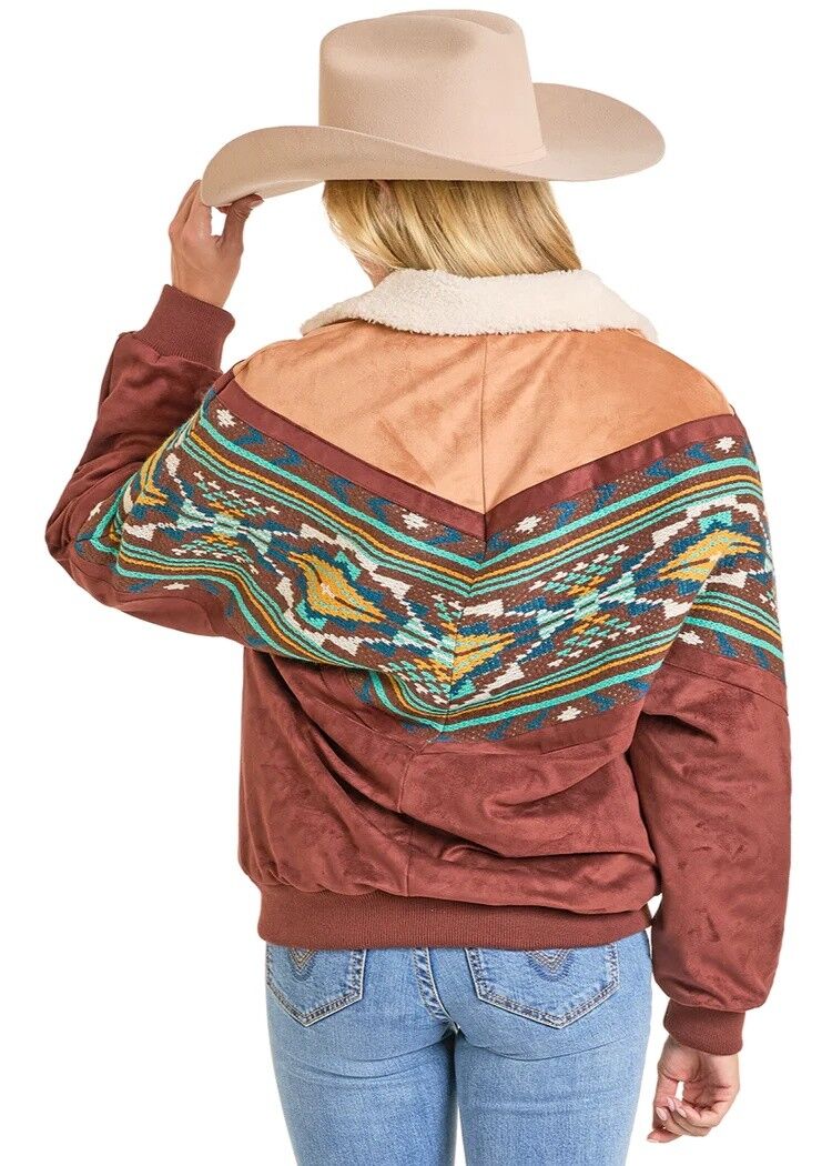 Rock & Roll Denim Women's Oversized Microsuede Bomber Jacket