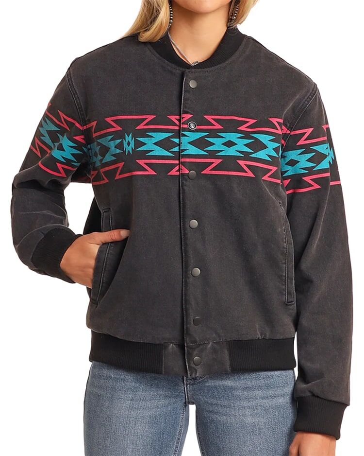 Rock & Roll Denim Women's Aztec Border Print Jacket