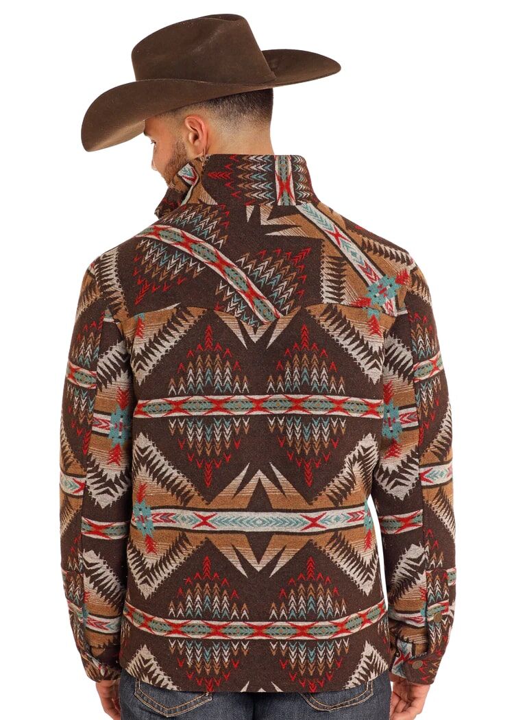 アメカジ Panhandle Men's Aztec Jacquard Full Zip Jacket in Brown - Coats