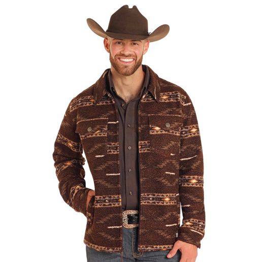 Panhandle Men's Aztec Berber Jacket in Brown Coats Jackets