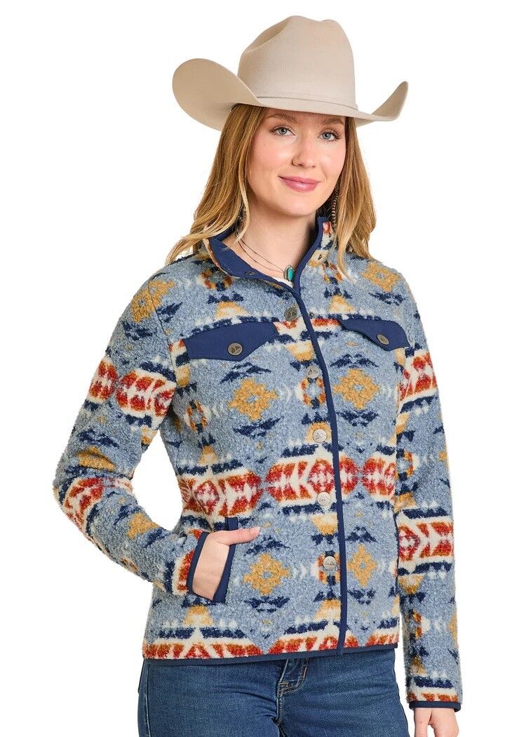 Panhandle Slim Women's Aztec Print Snap Berber Jacket