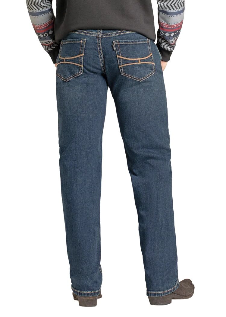 Rock & Roll Denim Men's Hooey Slim Fit Leather Embroidered Straight Leg Jean