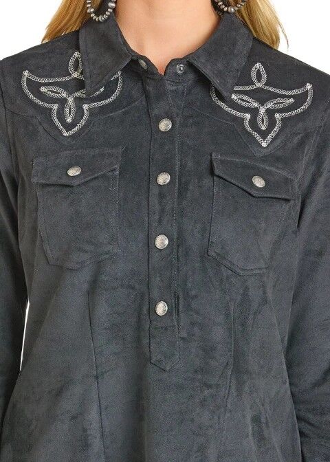 Panhandle Slim Women's Microsuede Henley Shirt Dress